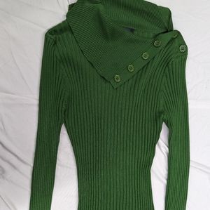 Buttonup Cowlneck Stretchy Sweater